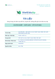 Trang đầu tài liệu CHUYÊN ĐỀ 1. TẬP HỢP VÀ CÁC PHÉP TOÁN TRÊN TẬP HỢP - ỨNG DỤNG SƠ ĐỒ VEN